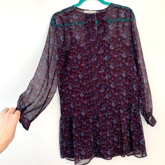 LOFT Dresses & Skirts - LOFT Long Sheer Sleeved Winterberry Shift Dress